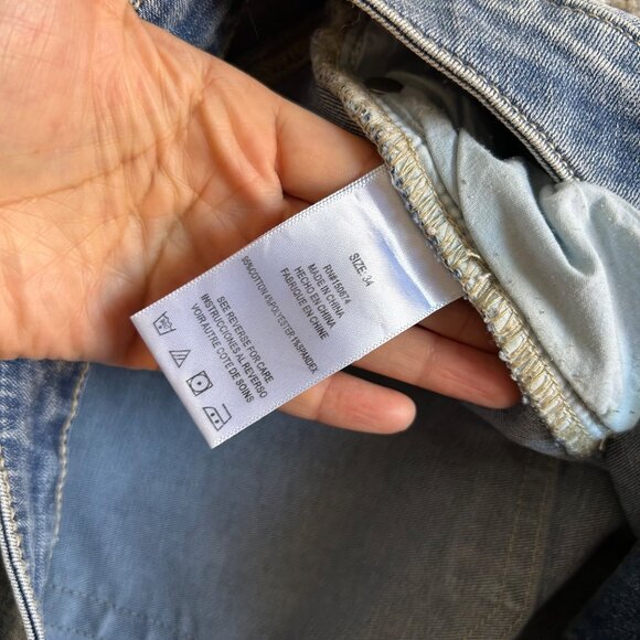 Wash Lab Womens  Size 34 Denim Maxi Skirt With Frayed Hem & Contrast Panels - Picture 9 of 11